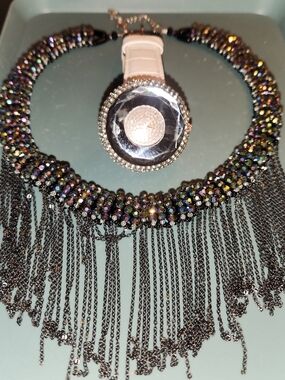 Multicolor Crystal Fringe Statement Necklace - Unbranded